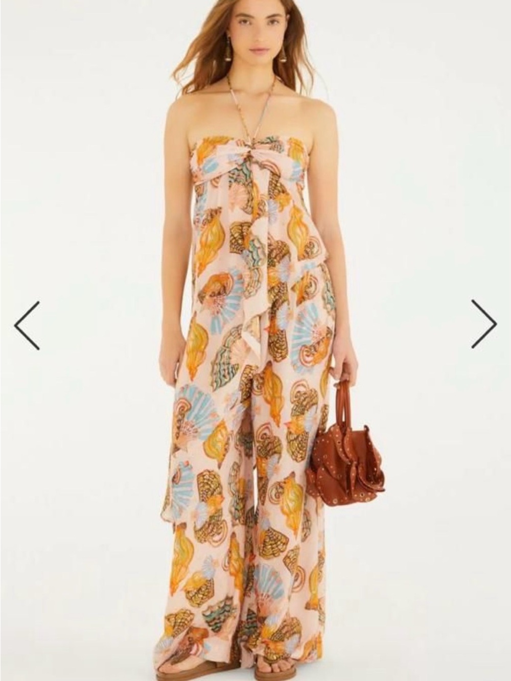 Strapless Seashell-Print Wide-Leg pants and top Farm Rio